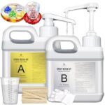 Epoxy Resin Kit - 2.4L / 95oz Crystal Clear Self-Leveling Epoxy Resin with Pump for DIY Resin Art, Table Top, Jewelry Making - 1:1 Ratio Bubbles Free High-Gloss Casting Resin for Coating, Mould, Wood